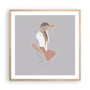 Affiche dans un chêne clair - Poster - Contour gracieux - 60x60 cm