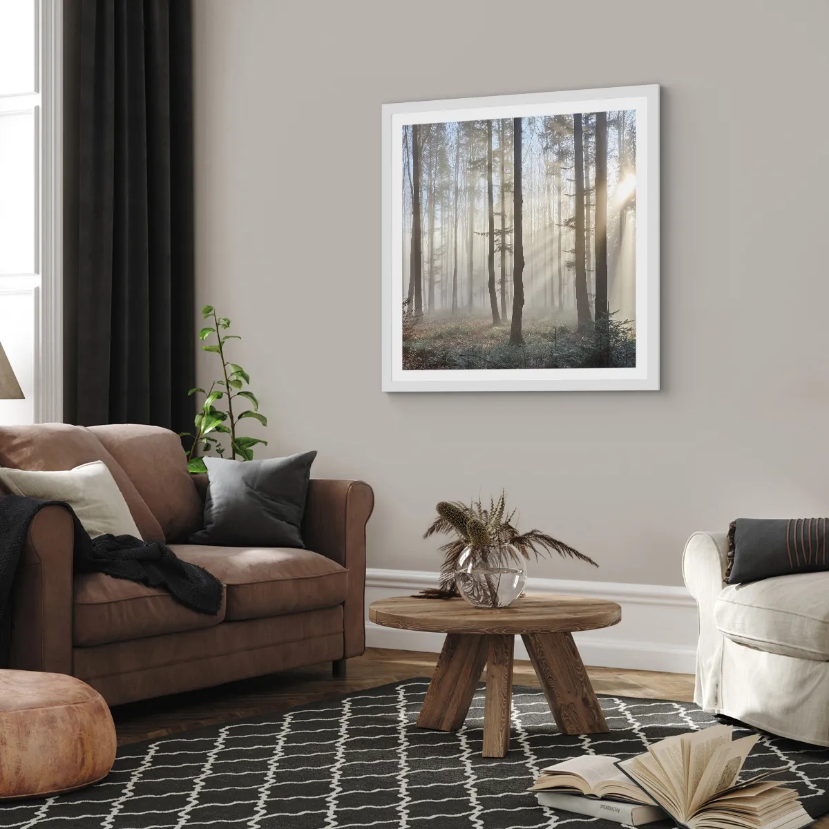 Affiche dans un cadre blanc - Poster - Le brouillard s'est aussi réveillé - 30x30 cm