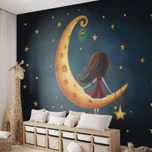 Papier peint sur mesure Autocollant Deluxe - Il était une fois... - Pour les enfants, Fille, Lune