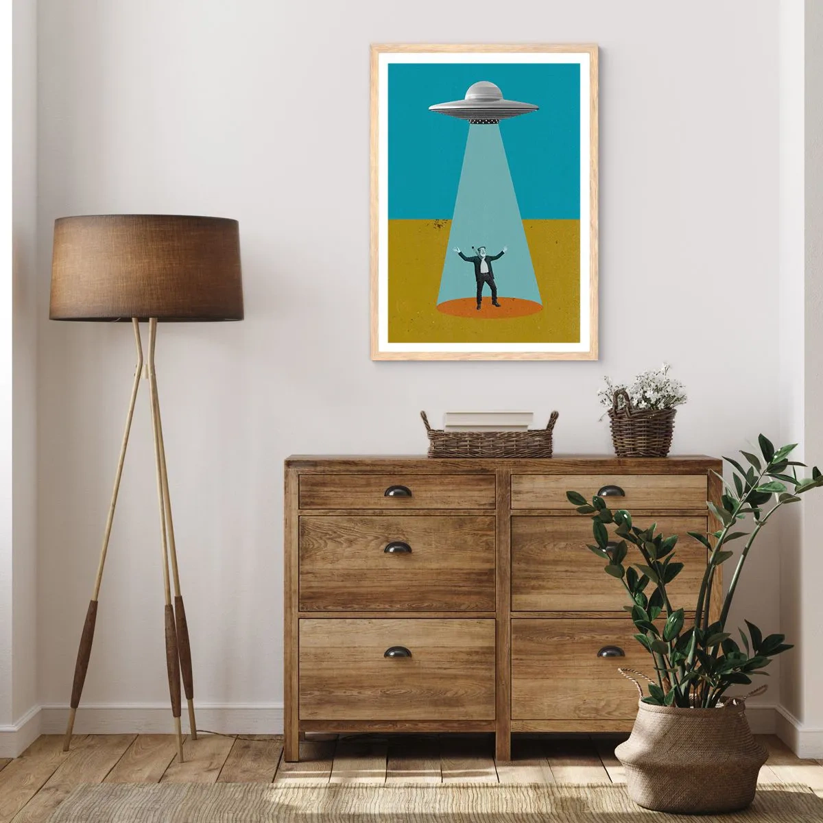 Affiche dans un chêne clair - Poster - Rencontre proche - 40x50 cm