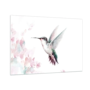 Impression sur verre - Image sur verre - Colibri coloré à l'aquarelle délicate - 100x70cm - Immortalisé dans un battement - Décoration murale moderne pour le salon et la chambre ARTTOR