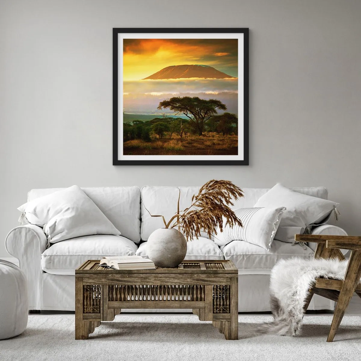 Affiche dans un cadre noir - Poster - Un rêve de voyageur - 60x60 cm