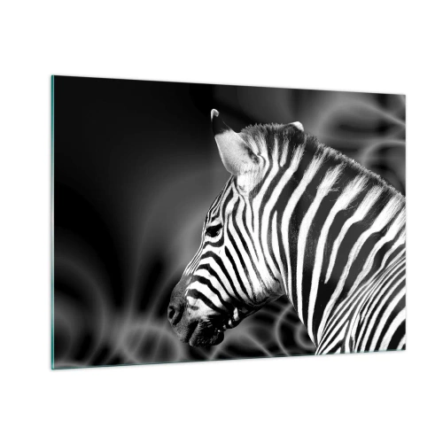Impression sur verre - Image sur verre - Zèbre en esthétique noir et blanc - 100x70cm - Blanc c'est blanc et noir c'est noir - Décoration murale moderne pour le salon et la chambre ARTTOR