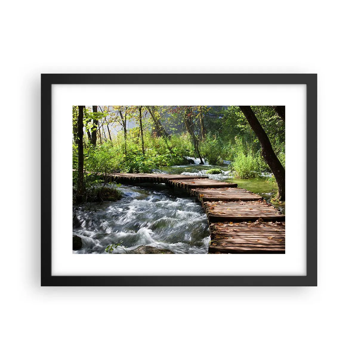 Affiche dans un cadre noir - Poster - Au-dessus de la cascade mousseuse - 40x30 cm