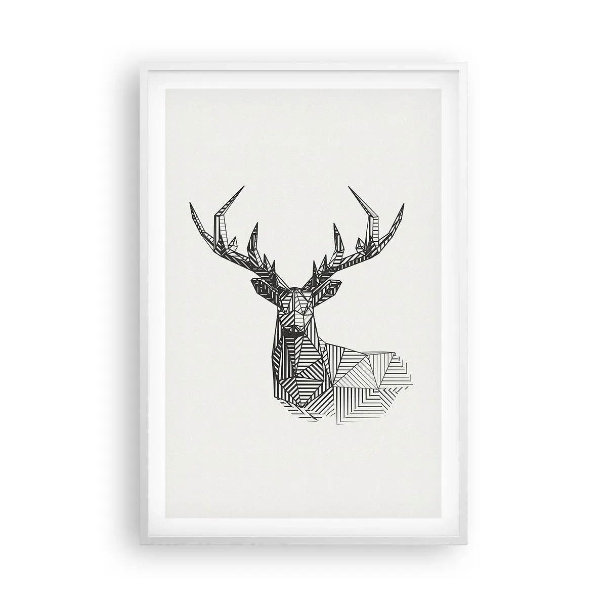 Affiche dans un cadre blanc - Poster - Cerf dans un style cubique - 61x91 cm