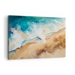 Impression sur toile - Image sur toile - Une vague de mer s'écrasant contre le rivage sablonneux - 120x80cm - La vague qui revient - Décoration murale moderne pour le salon et la chambre ARTTOR