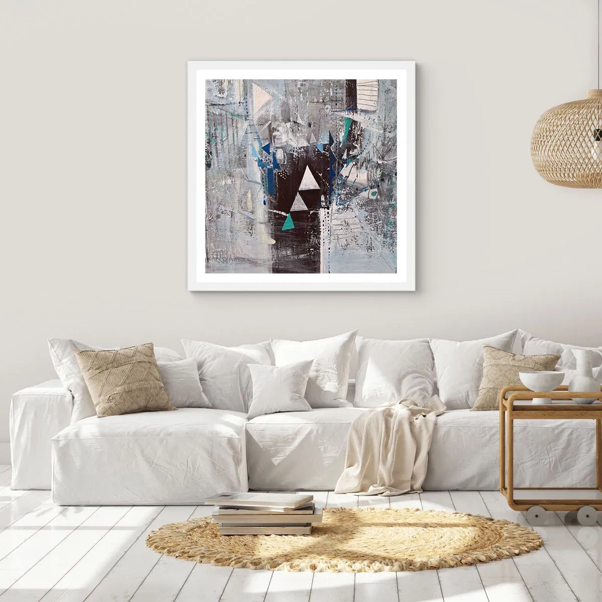 Affiche dans un cadre blanc - Poster - Ordre prioritaire des triangles - 40x40 cm