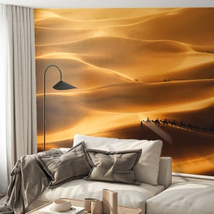 Papier Peint Autocollant Deluxe Sticker - Caravane sur les vagues du désert - Paysage, Afrique, Désert - 250x175 cm