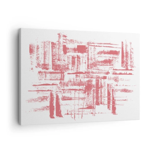 Impression sur toile - Image sur toile - Textures roses abstraites sur fond blanc - 70x50cm - La ville rouge - Décoration murale moderne pour le salon et la chambre ARTTOR