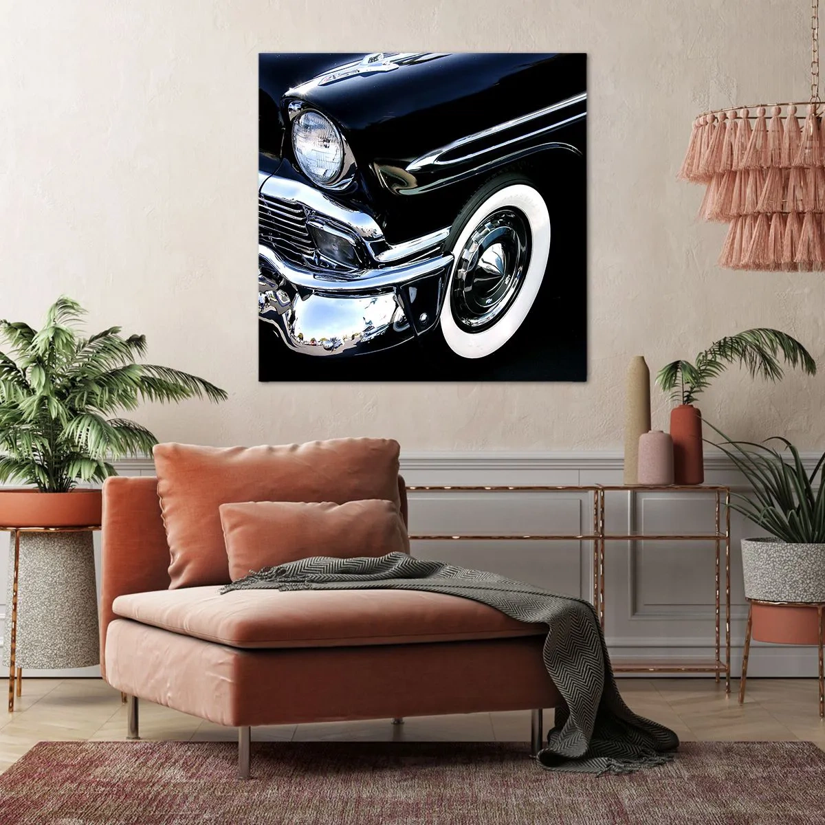 Impression sur toile - Image sur toile - Classique en argent, noir et blanc - 50x50 cm