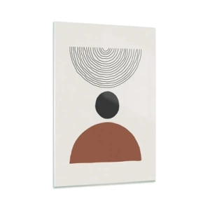 Impression sur verre - Image sur verre - Figures géométriques abstraites aux couleurs chaudes - 80x120cm - Au centre de l'attention - Décoration murale moderne pour le salon et la chambre ARTTOR