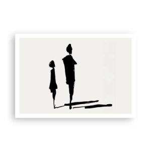 Affiche - Poster - Silhouettes de deux personnes en noir sur fond clair - 100x70cm - Êtes-vous sûr qu'ils sont ensemble ? - Décoration murale moderne pour le salon et la chambre ARTTOR