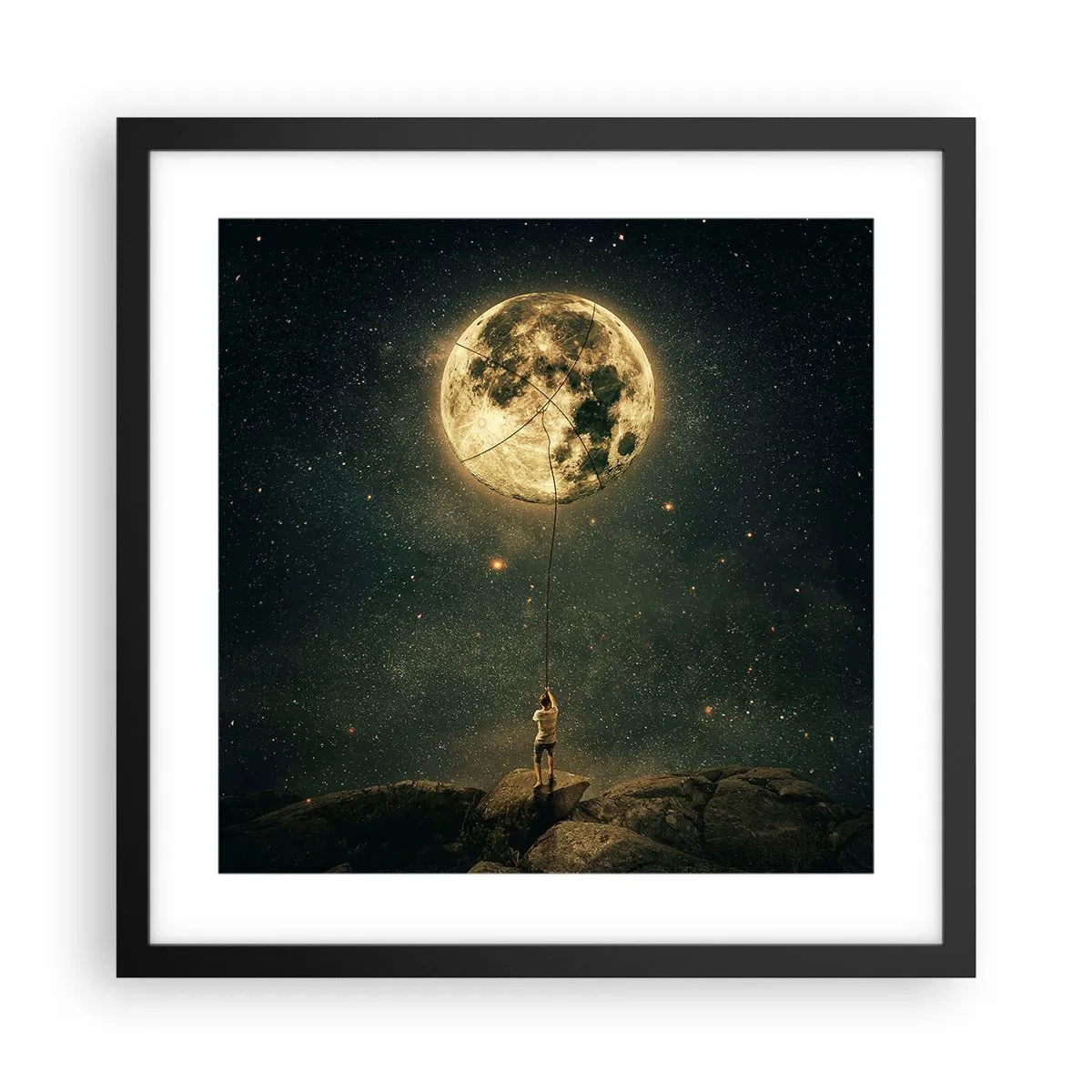 Affiche dans un cadre noir - Poster - Celui qui a volé la lune - 40x40 cm