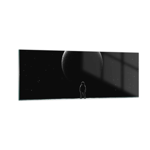 Impression sur verre - Image sur verre - Un astronaute avec en arrière-plan une grande planète dans l'espace - 140x50cm - Face à face - Décoration murale moderne pour le salon et la chambre ARTTOR