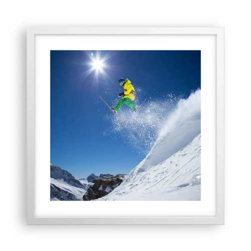Affiche dans un cadre blanc - Poster - Danse avec les montagnes - 40x40 cm