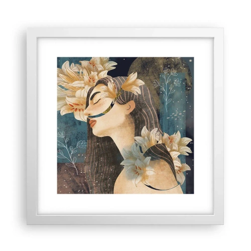 Affiche dans un cadre blanc - Poster - Conte de fée sur la princesse lilas - 30x30 cm
