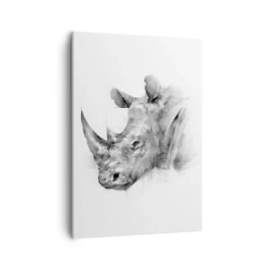 Impression sur toile - Image sur toile - Portrait artistique d'un rhinocéros en noir et blanc - 50x70cm - Potrait africain - Décoration murale moderne pour le salon et la chambre ARTTOR