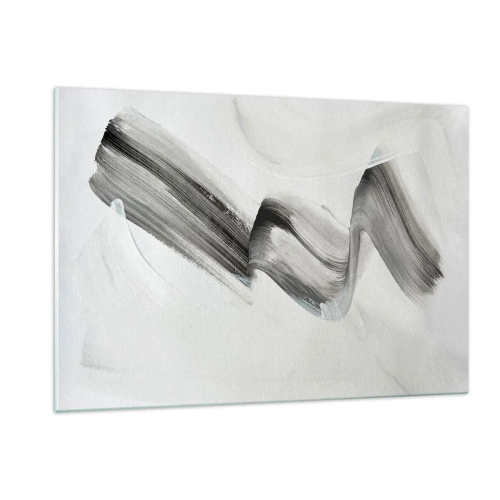 Impression sur verre - Image sur verre - Coup de pinceau abstrait gris sur fond clair - 120x80cm - Mine de rien pour s'amuser - Décoration murale moderne pour le salon et la chambre ARTTOR