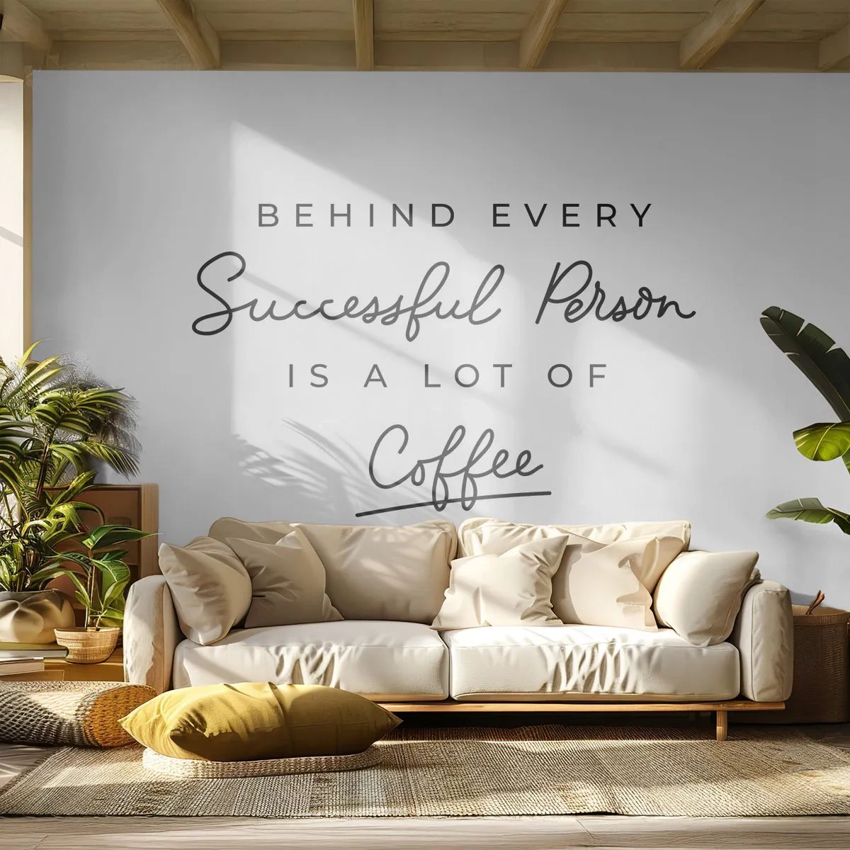 Papier peint sur mesure Premium Sand - Secret du succès - Typographie, Affirmation, Maxime