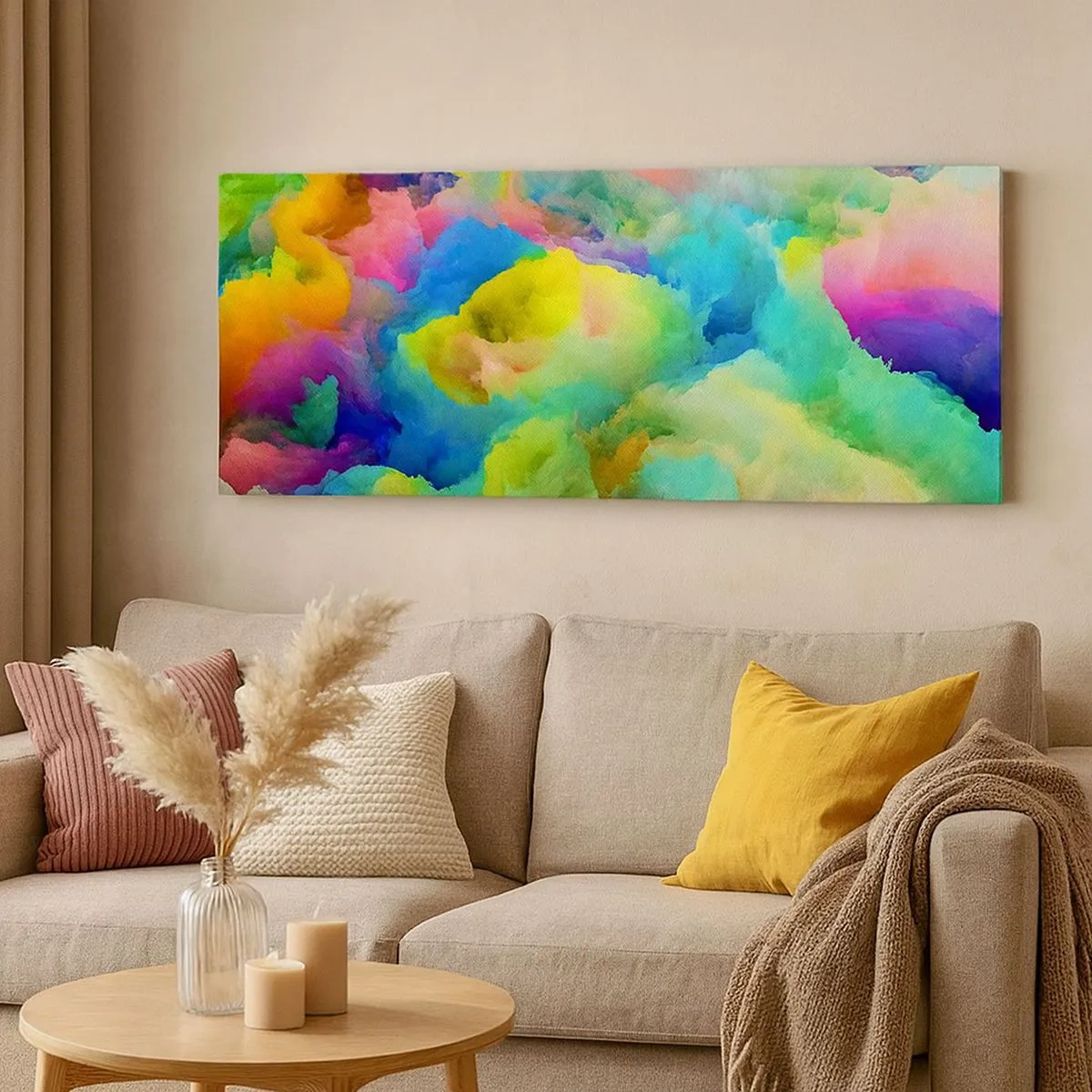 Impression sur toile - Image sur toile - Plumule arc-en-ciel - 100x40 cm