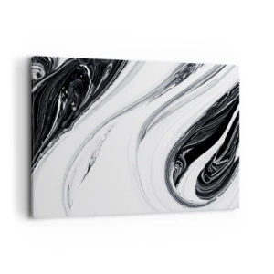Impression sur toile - Image sur toile - Abstraction en noir et blanc avec des lignes et des tourbillons dynamiques - 100x70cm - Une combinaison d'opposés - Décoration murale moderne pour le salon et la chambre ARTTOR