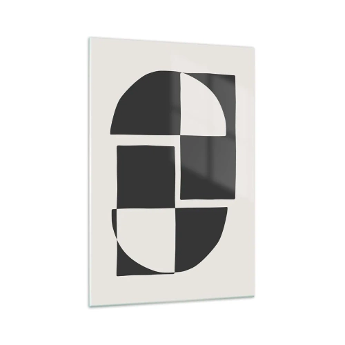 Impression sur verre - Image sur verre - Formes géométriques abstraites en noir et blanc - 70x100cm - Antithèse - Synthèse - Décoration murale moderne pour le salon et la chambre ARTTOR
