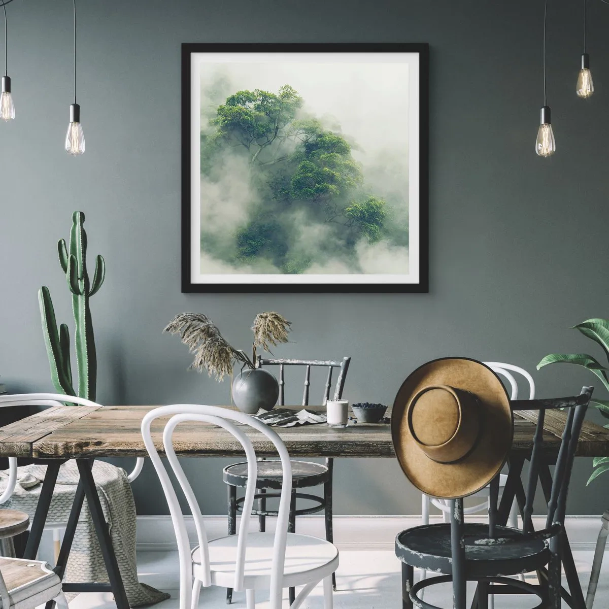 Affiche dans un cadre noir - Poster - Enveloppé de brouillard - 30x30 cm