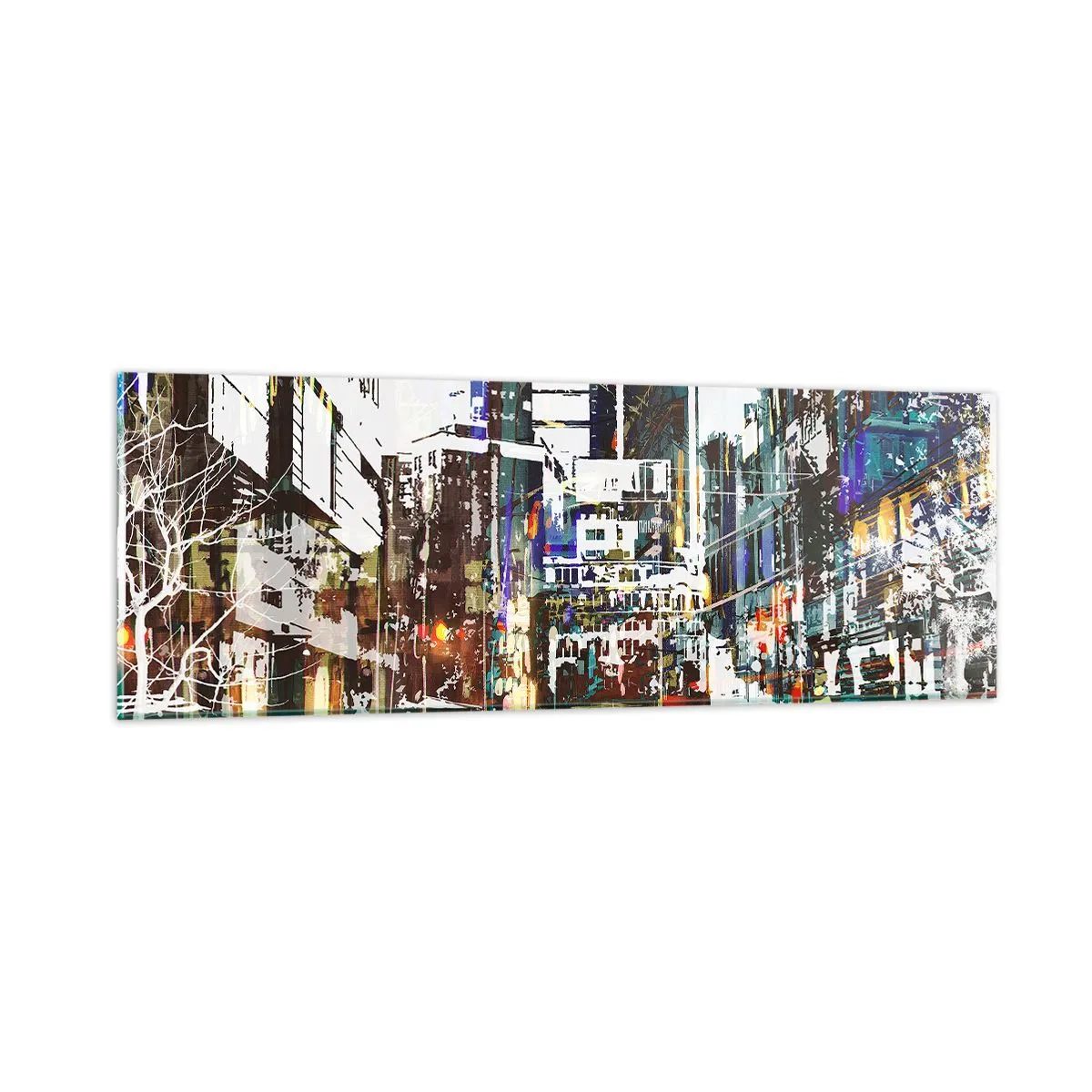 Impression sur verre - Image sur verre - Une ville chatoyante - 90x30 cm