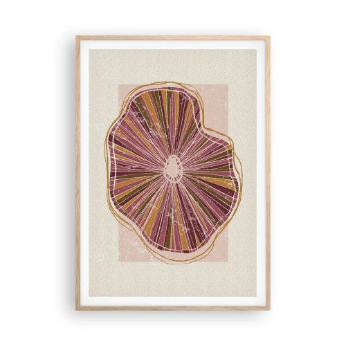 Affiche dans un chêne clair - Poster - Abstraction rayonnante - 70x100 cm