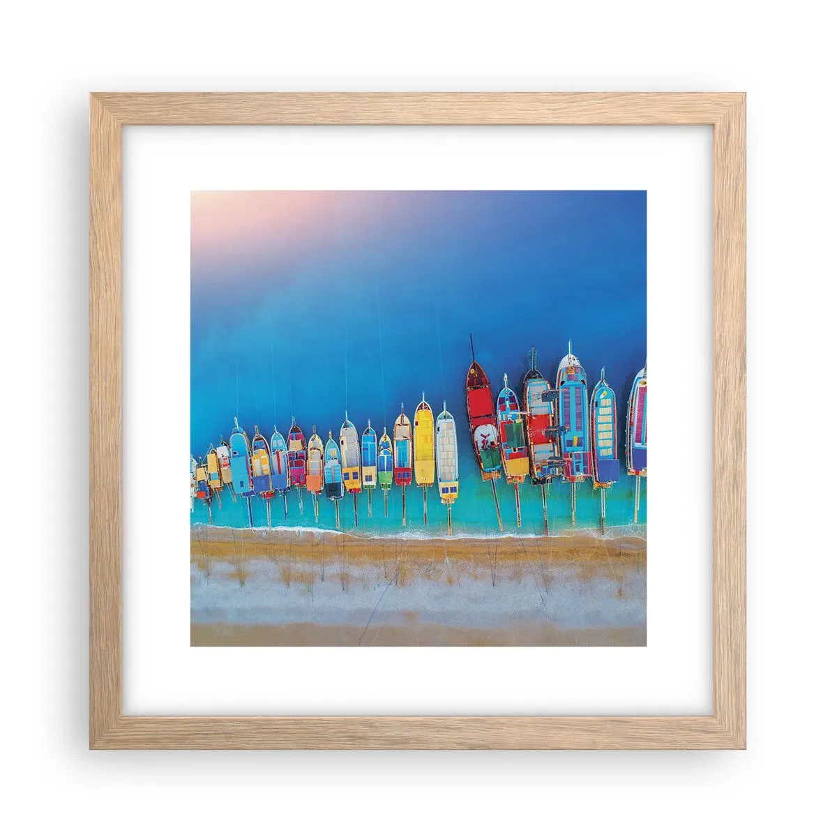 Affiche dans un chêne clair - Poster - Une vue à vol d'oiseau - 30x30 cm