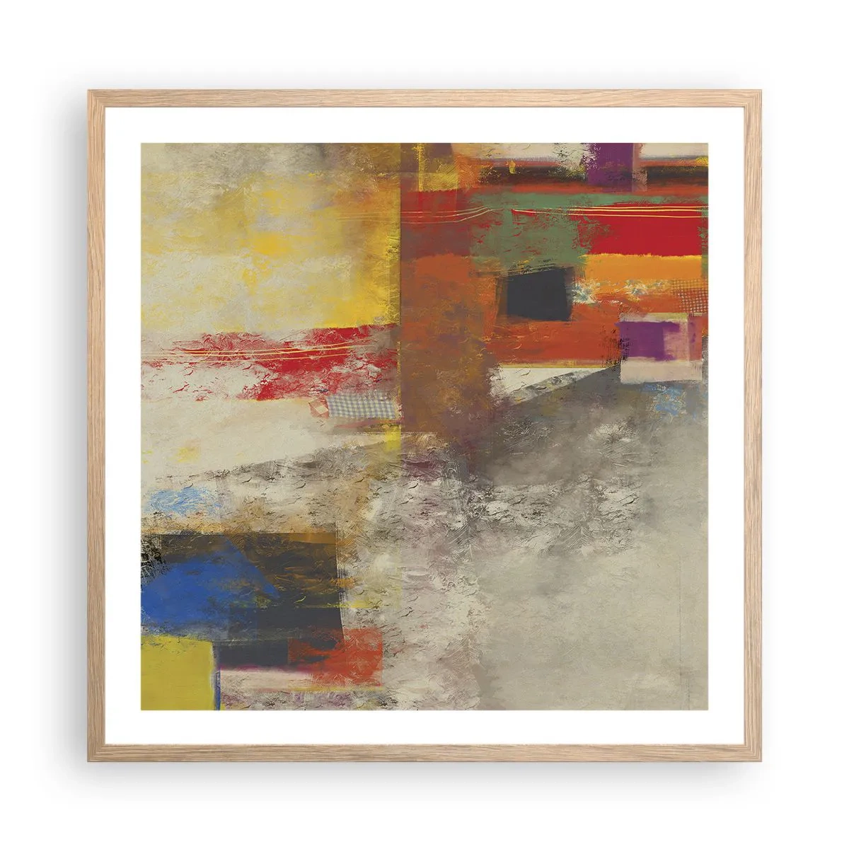 Affiche dans un chêne clair - Poster - Géométrie des couleurs - 60x60 cm