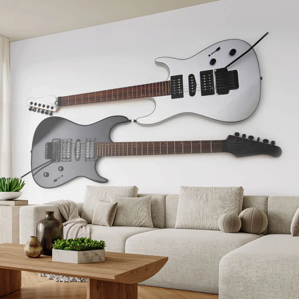 Papier Peint Autocollant Deluxe Sticker - Harmonie des formes - Musique, Guitare électrique, Un instrument de musique - 350x256 cm