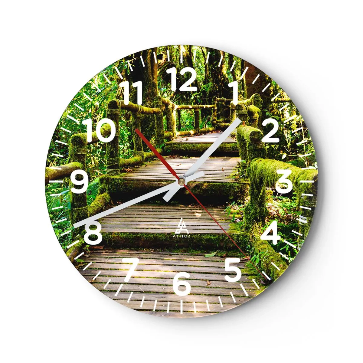 Horloge murale - Pendule murale - Un couloir de verdure - 40x40 cm