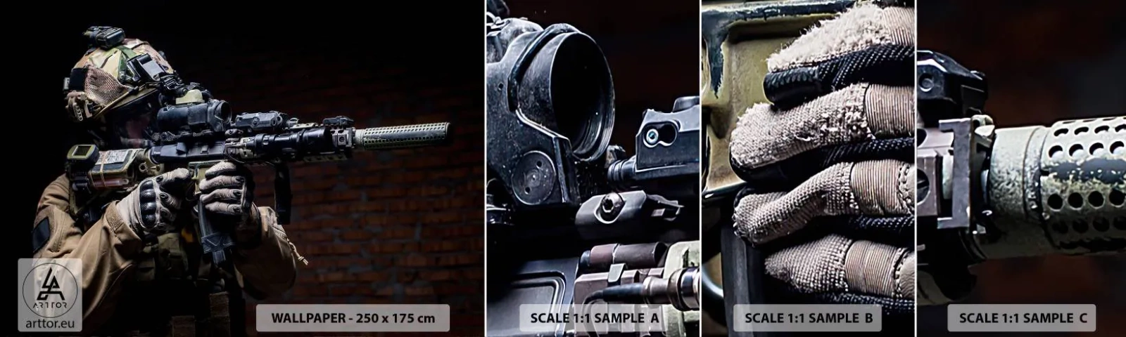 Échantillon de Papier Peint Autocollant Deluxe Sticker - Meurtrier efficace - Militaire, Fusil, Arme - 100x30 cm