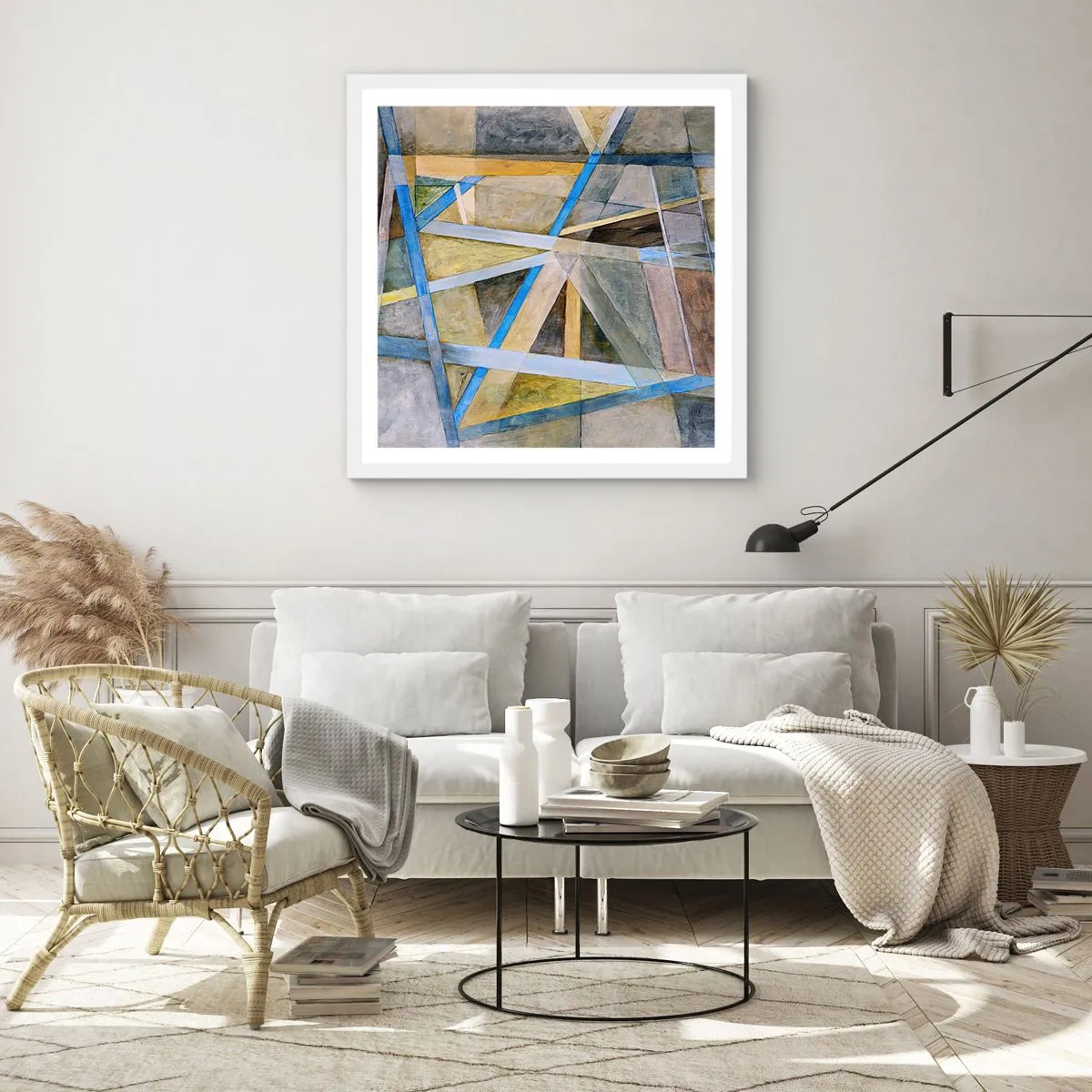 Affiche dans un cadre blanc - Poster - Tout droit ou en diagonale ? - 50x50 cm