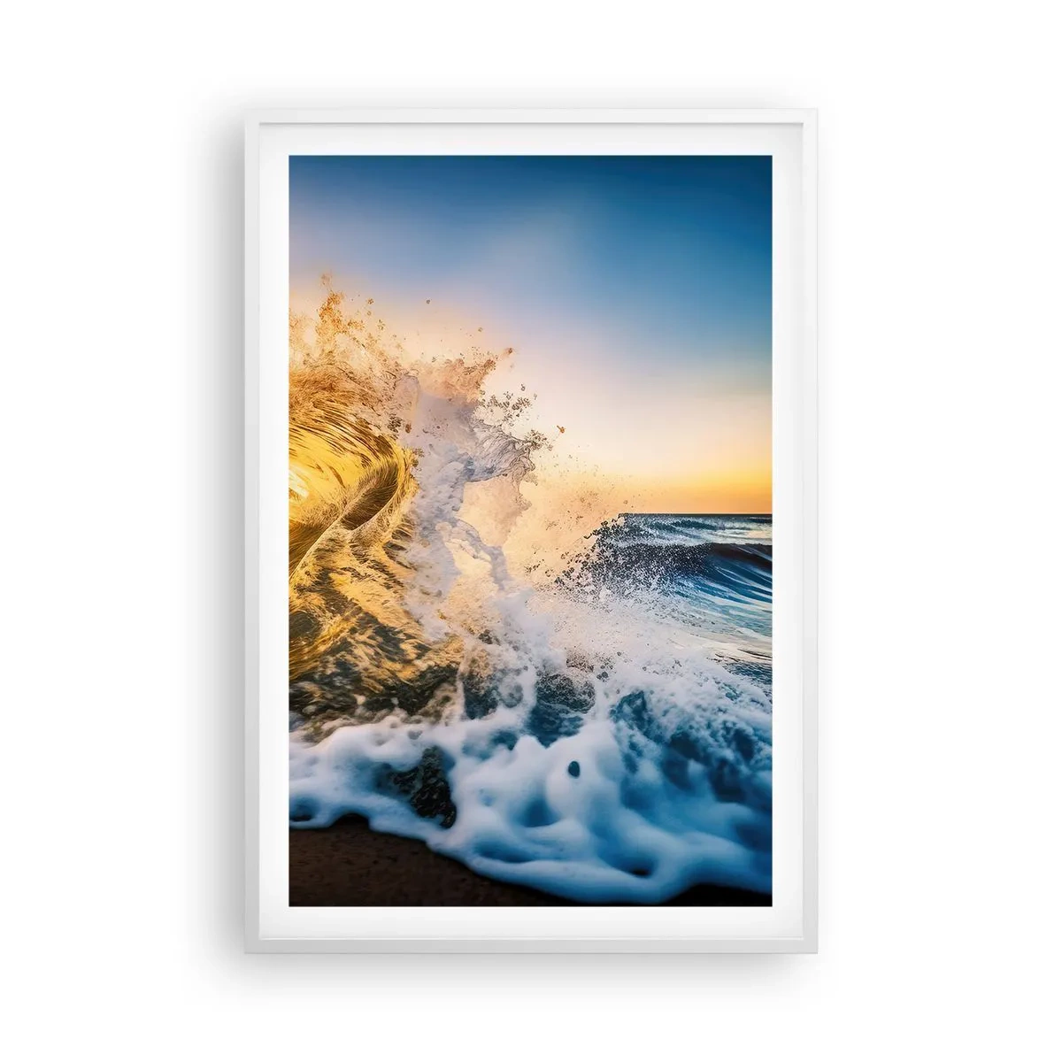 Affiche dans un cadre blanc - Poster - S'amuser dans le sable - 61x91 cm