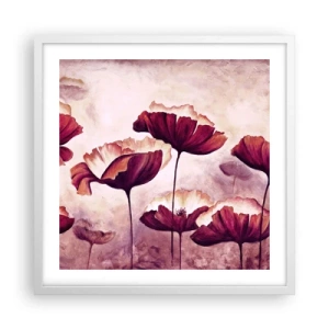 Affiche dans un cadre blanc - Poster - Pétale rouge et blanc - 50x50 cm