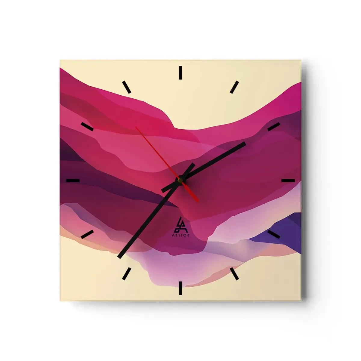 Horloge murale - Pendule murale - Vagues pourpre - 40x40 cm