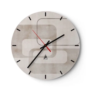 Horloge murale - Pendule murale - Un motif géométrique minimaliste dans des tons beiges - 30x30cm - Fugue géométrique - Décoration murale moderne pour le salon, la cuisine et la chambre ARTTOR