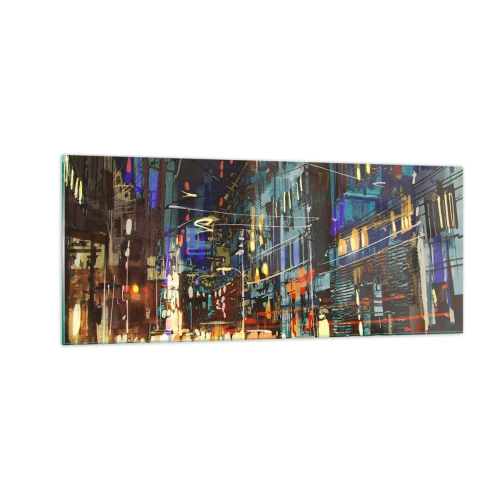 Impression sur verre - Image sur verre - L'agitation de la rue en soirée - 100x40 cm