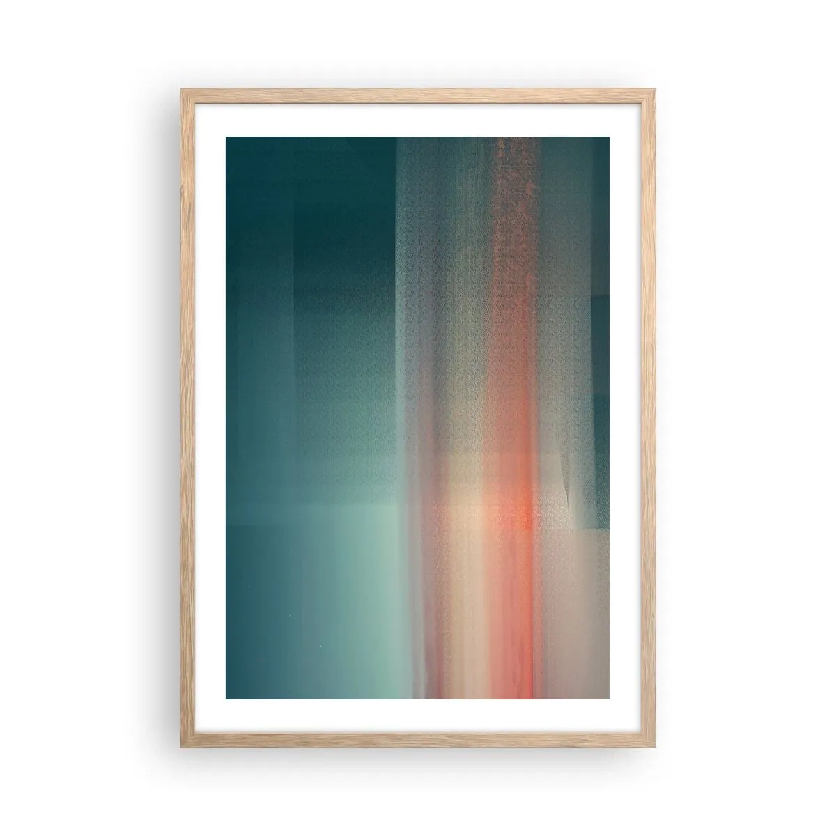 Affiche dans un chêne clair - Poster - Résumé : vagues de lumière - 50x70 cm