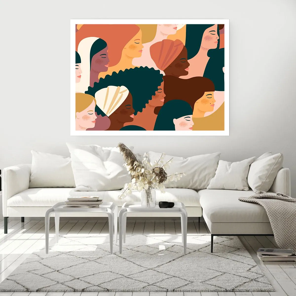 Affiche - Poster - Profils colorés de femmes aux styles variés - 100x70cm - Uniquement la féminité - Décoration murale moderne pour le salon et la chambre ARTTOR