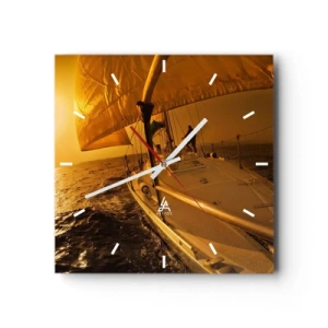 Horloge murale - Pendule murale - Une soirée en por après une journée haute en couleurs - 40x40 cm