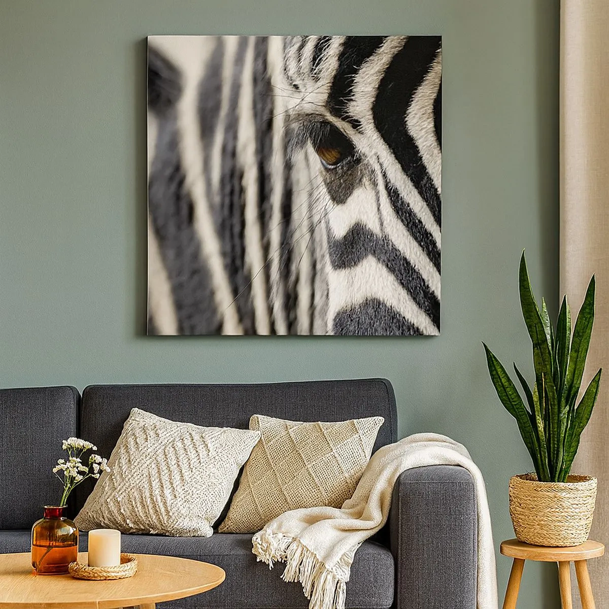 Impression sur toile - Image sur toile - Portrait en rayure - 30x30 cm