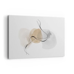 Impression sur toile - Image sur toile - Abstraction minimaliste dans les tons beige et gris - 120x80cm - Perles d'air - Décoration murale moderne pour le salon et la chambre ARTTOR