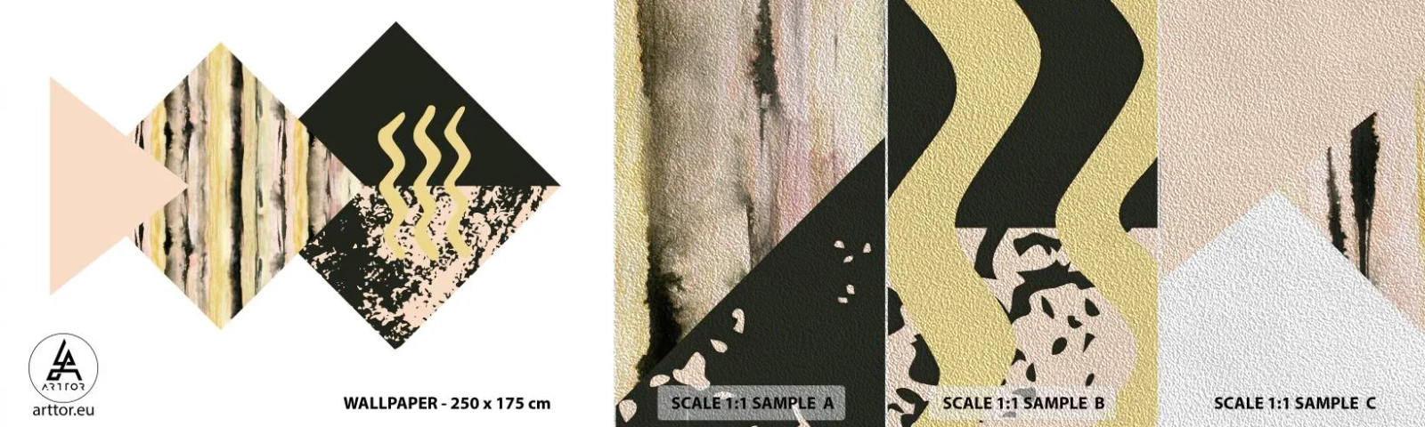 Échantillon de Papier Peint Premium Sand - Pas si simple - Abstraction, Morceau, Art moderne - 100x30 cm