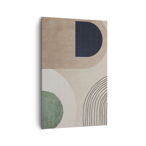 Impression sur toile - Image sur toile - Formes géométriques dans les tons beige et vert - 80x120cm - La douceur de l'ovale - Décoration murale moderne pour le salon et la chambre ARTTOR