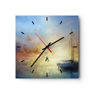 Horloge murale - Pendule murale - Dans une baie dorée - 40x40 cm
