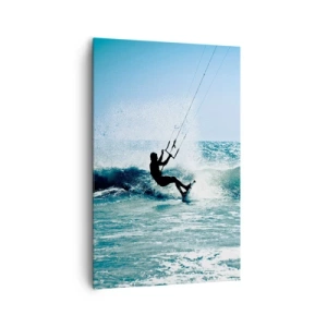 Impression sur toile - Image sur toile - Kitesurfeur sur une vague en plein soleil - 80x120cm - On se laisse emporter - Décoration murale moderne pour le salon et la chambre ARTTOR