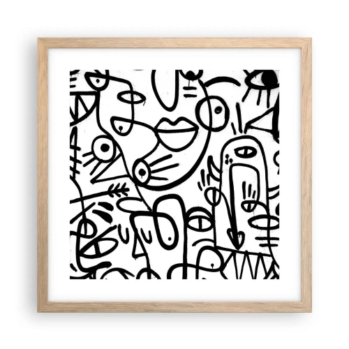 Affiche dans un chêne clair - Poster - Visages et mirages - 40x40 cm